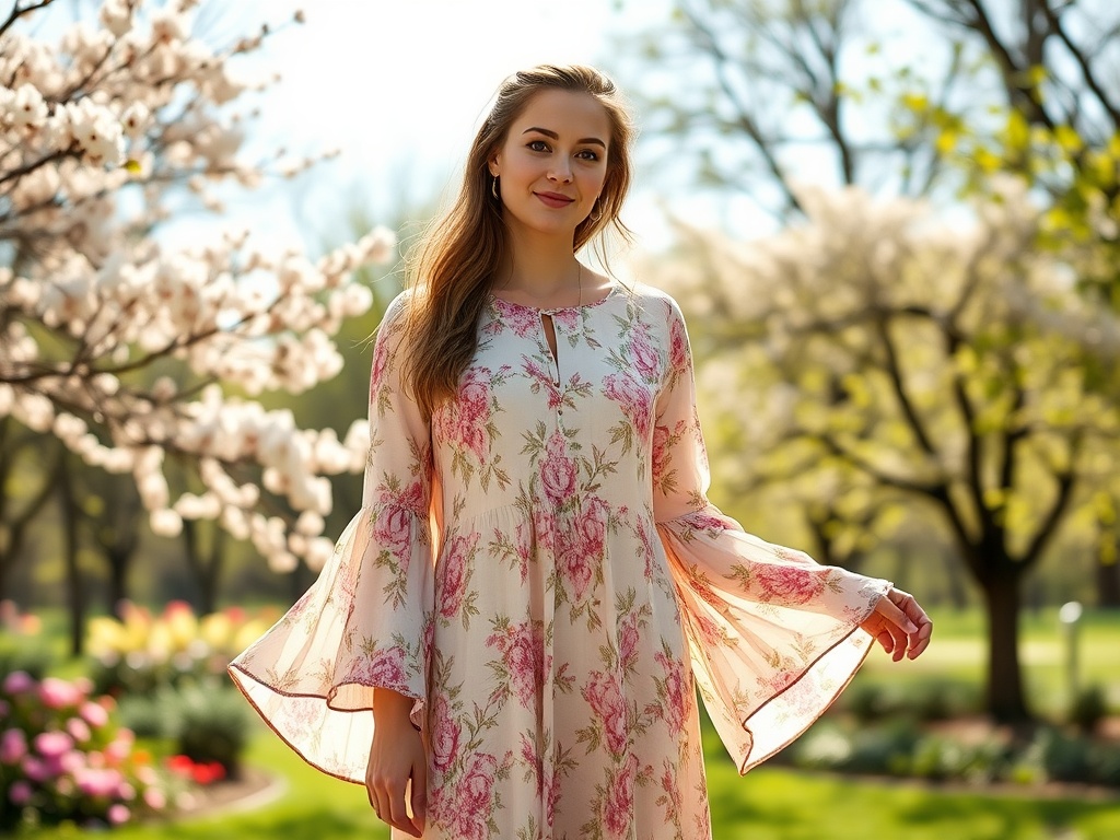 Tunici cu mânecă evazată: boemă și artistică